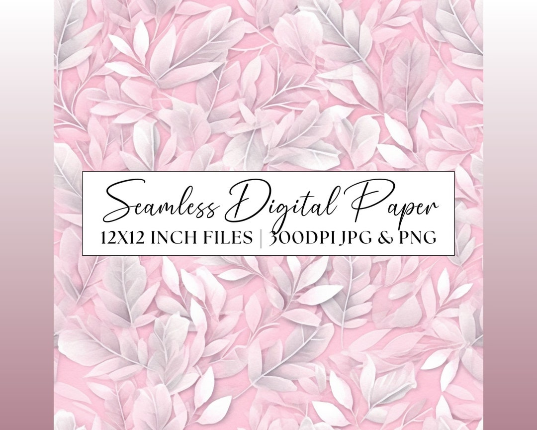 Pastel Pink Leaves Seamless Pattern, Floral Digital Paper, Wedding ...