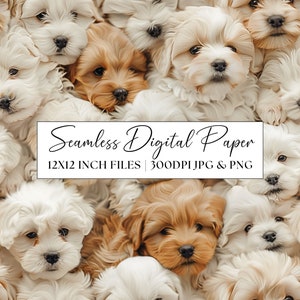 Cute Puppy Seamless Pattern, Party Invites, Stationery Repeating Background, Scrapbook Paper Junk Journal Dogs Doggies Puppies Wallpaper