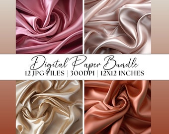 Digital Paper Textures Warm Satin, 12x JPG Patterns Clipart Instant Download Graphics Abstract Fabric Background Illustration Commercial Use