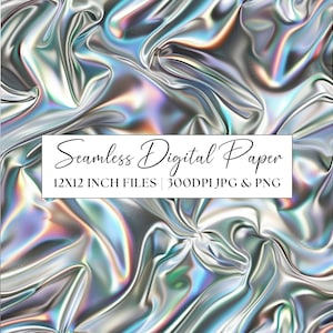 Silber Metallic Digital Papier, schillerndes Musterdesign, Hologramm Party einladen, sich wiederholenden Hintergrund, Scrapbook Junk Journal