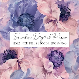 Naadloze bloemmotief, elegante digitale papier clipart, roze en paarse tuinbloemen, bruiloft uitnodiging herhalen achtergrond, scrapbooking