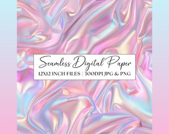 Iridescent Pink Seamless Pattern, Metallic Digital Paper Clipart, Hologram Party Invite, Repeating Background, Scrapbook Junk Journal Fabric