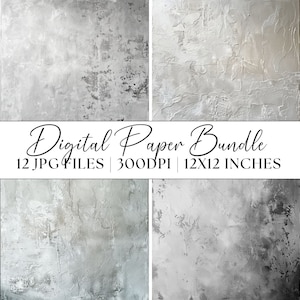 Grey Textures Digital Paper, 12x JPG Patterns Clipart, Abstract Rough Backgrounds, Gray Colour Illustrations, Instant Download Graphics