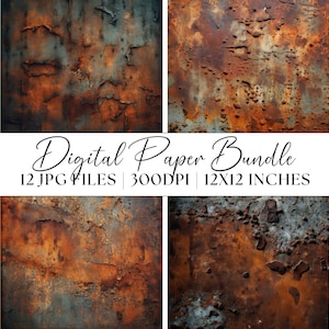 Rust Digital Paper, Rusted Metal Texture Patina Backdrop Printable Rusty Grunge Patterns Distressed Backgrounds Mockups Instant Download