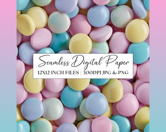 Pastel Candy Digital Paper, Seamless Sweets Pattern, Wedding and Party Invite Clipart, Repeating Background Scrapbook Paper Junk Journal