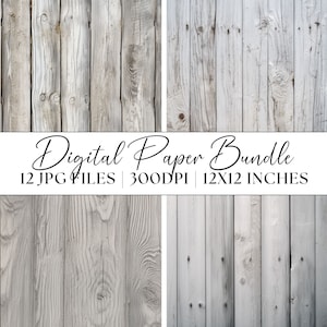Rustic White Wood Digital Paper, Light Grey Wooden Texture Backdrop Patterns Instant Download Graphics Backgrounds Illustration Mockups