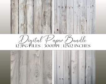 Rustic White Wood Digital Paper, Light Grey Wooden Texture Backdrop Patterns Instant Download Graphics Backgrounds Illustration Mockups