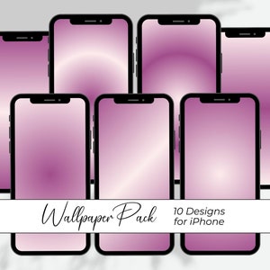 Gradient iPhone Wallpapers, Bundle of 10 Purple and White Mobile Phone Backgrounds iOs Cell Phone Theme Simple Minimalist Elegant Neutral
