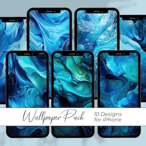 Blaue iPhone Hintergrundbilder, 10 coole flüssige Glas Handy-Hintergründe Bundle von iOs 16 Handy Thema einfach minimalistisch elegant bunt