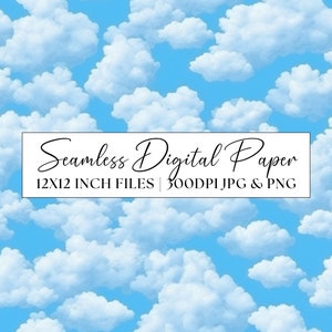 Papel digital de céu nublado, padrão sem emenda de céu azul, convites de casamento, papelaria para festa, fundo de scrapbook, diário de lixo