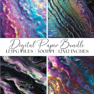 Papel digital de óleo de arco-íris, padrões de manchas de óleo, 12x JPG abstrato colorido clipart download instantâneo gráficos fundo ilustração texturas