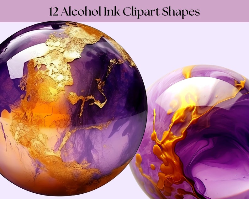 Sphere In Ink Alcohol Ink Spheres Purple and Gold, PNG Clipart 12 Colourful Instant ...