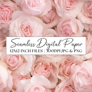Pastell rosa Rosen digitales Papier, rosa Rose nahtlose Muster, Hochzeitseinladung Clipart, wiederholender Hintergrund Scrapbooking Papier Briefpapier