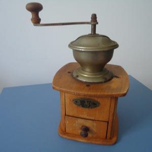 Antique wooden coffee grinder BERHARD & COMPANY