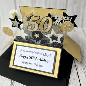 Luxury, personalised Birthday pop up box/card with AGE number for 18th 30th 40th 50th 60th 70th, husband, dad, son, partner, brother, friend