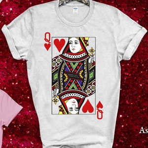 QUEEN OF HEARTS Vintage Playing Card Graphic Shirt, Y2K Women's Hoodie, Poker Cards, Solitaire Tshirt, Patience, Rummy, Blackjack Sweatshirt