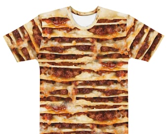 Men's LASAGNA LAYERS All Over Printed Novelty Short Sleeve T-shirt | Lasagna Pasta Lover T shirt | Covered in Lasagna Tee shirt Gift