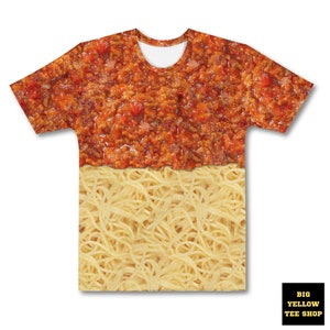 Women&#39;s SPAGHETTI BOLOGNESE All Over Printed T-shirt | Spaghetti Lover Novelty T shirt | Pasta Lover Gift | Spaghetti and Sauce Tee Shirt