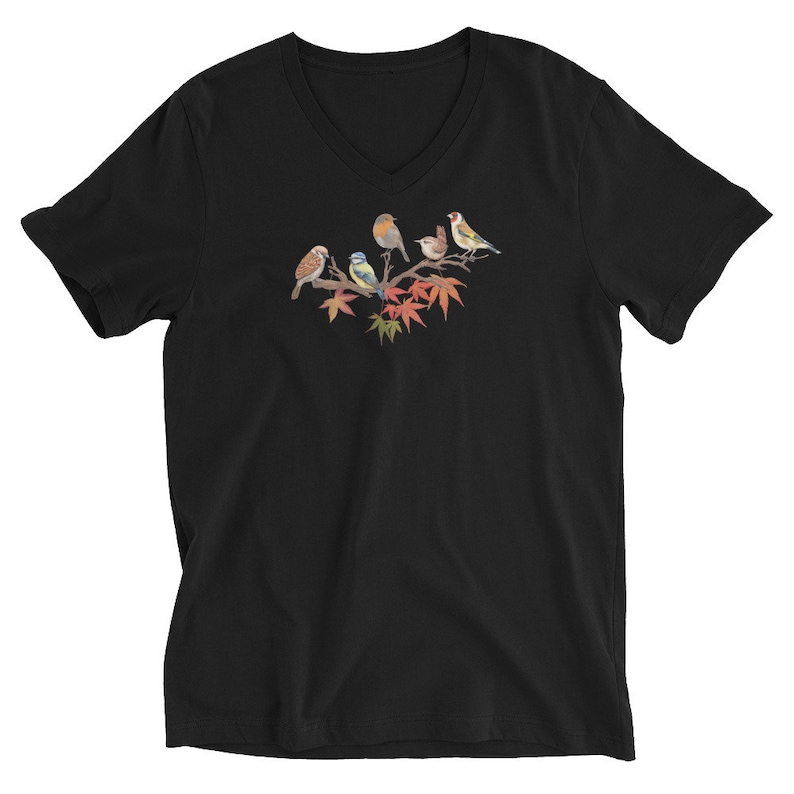 BIRDS on a BRANCH Unisex Short Sleeve V-NECK T-Shirt