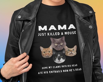 Funny BOHEMIAN RHAPSOCAT Unisex T-Shirt | Mama just killed a mouse T-shirt | Crazy cat lady funny Queen Tshirt | Ginger Cat Tabby Black Cat
