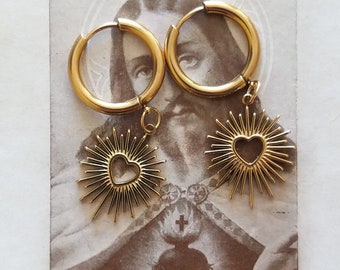 Sacred heart earrings, Mother's Day gift, votive jewelry