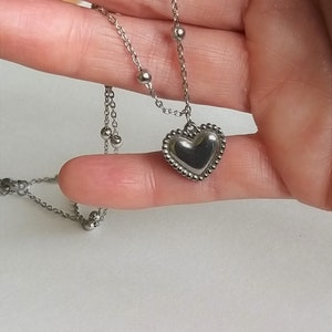 silver heart pendant necklace, sacred heart pendant, ex voto necklace, valentine&#39;s day jewelry