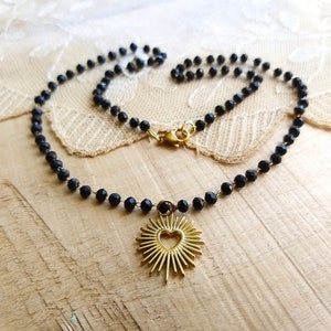 golden sacred heart necklace, ex voto necklace, sacred heart jewelry, astral heart, Virgin Mary necklace, ex voto pendant, Mother&#39;s Day gift
