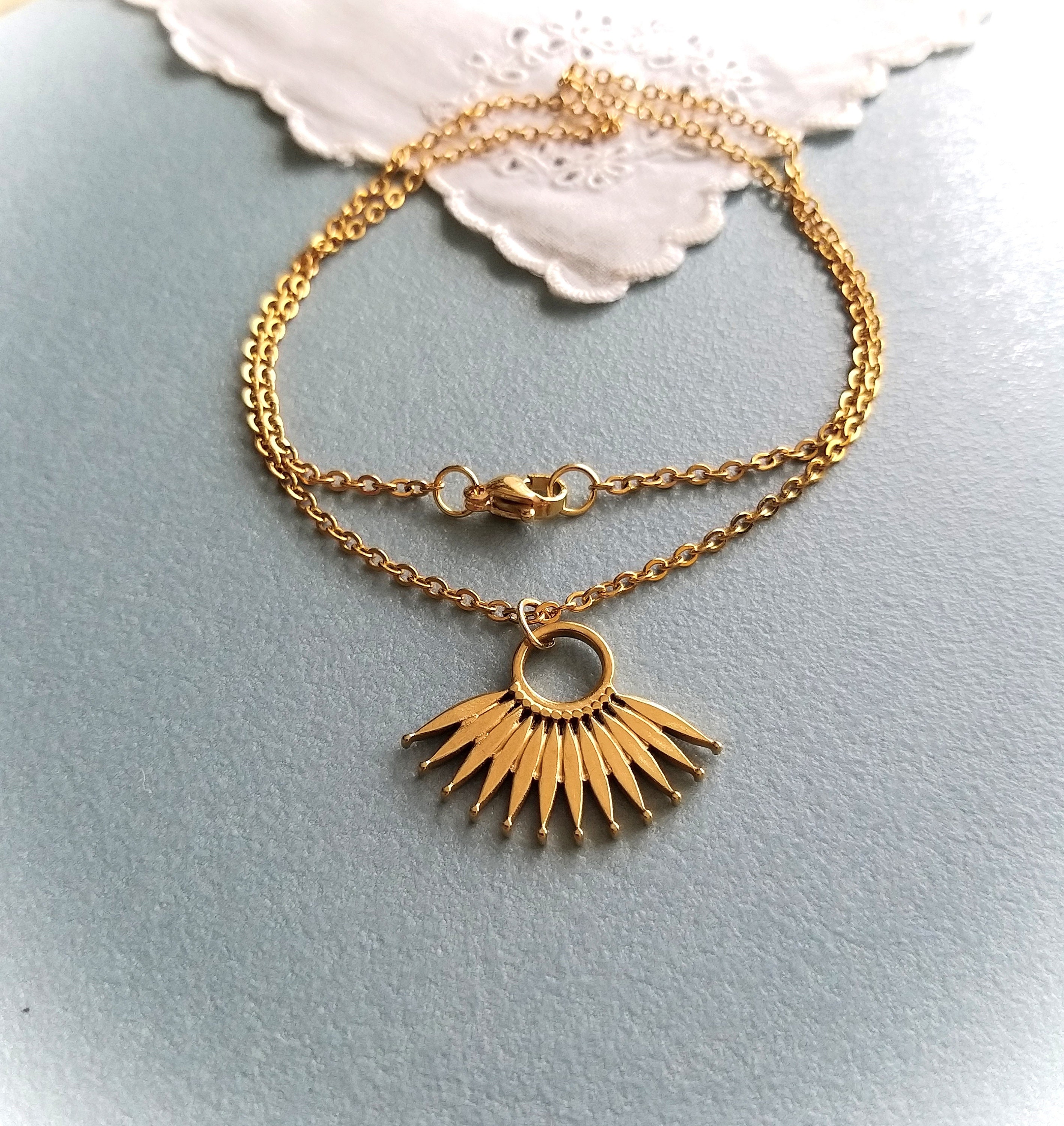 Collier Or Jaune 18K Pendentif Soleil – Chaîne 40/45 Cm, PEGASO GIOIELLI, Neuf Avec étiquettes
