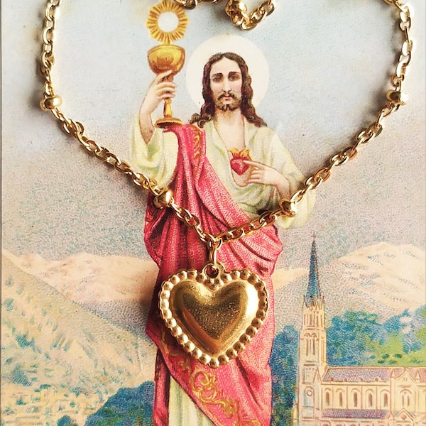 collier pendentif cœur or , pendentif coeur sacré, collier ex voto, bijoux st valentin, cadeau fête des mères