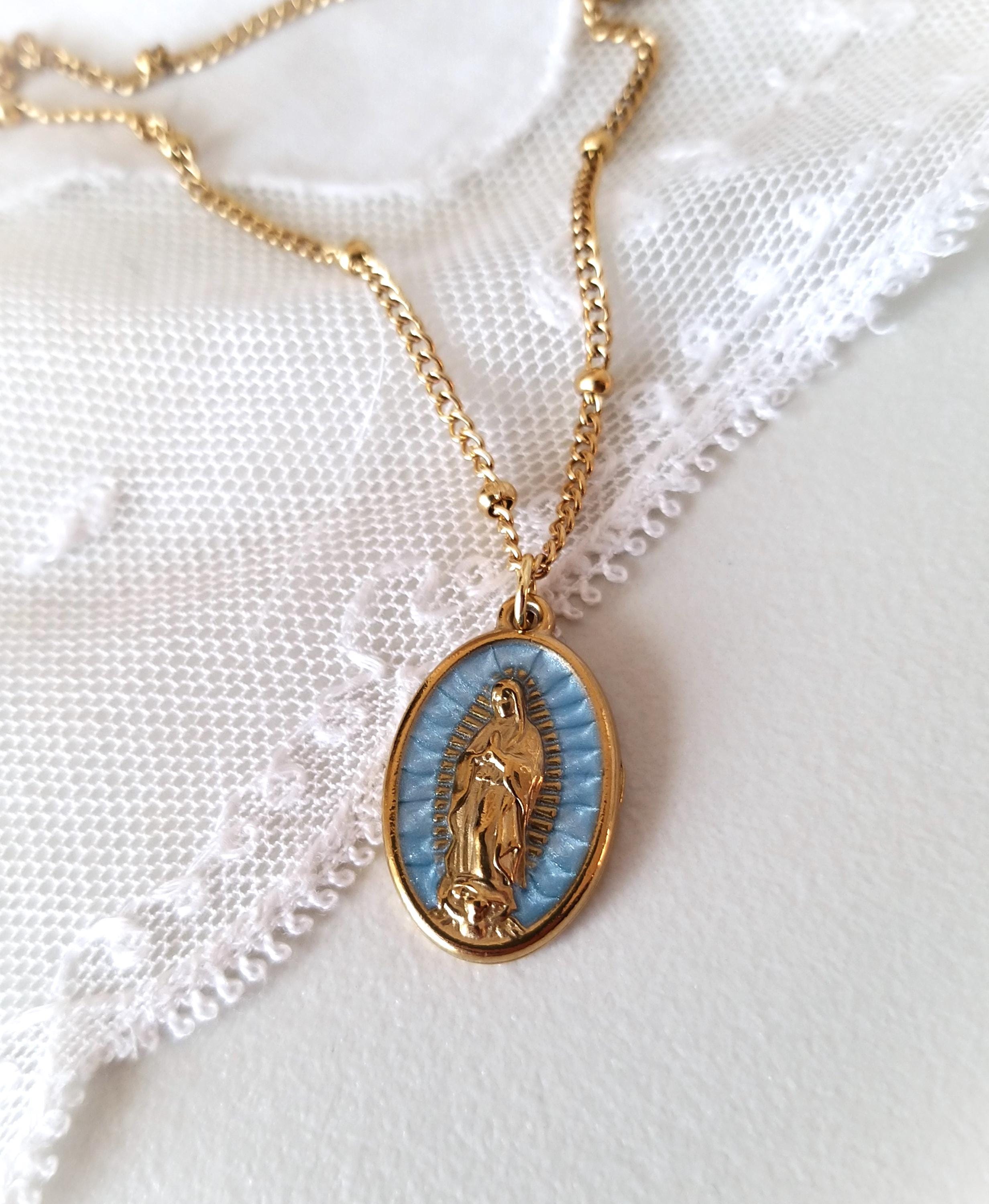 Collana con ciondolo in argento sterling della Madonna di Guadalupe, regalo cattolico