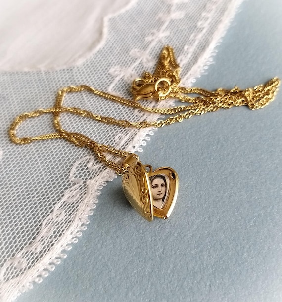 Gold Heart Photo Locket, Stainless Steel Heart Locket, Photo