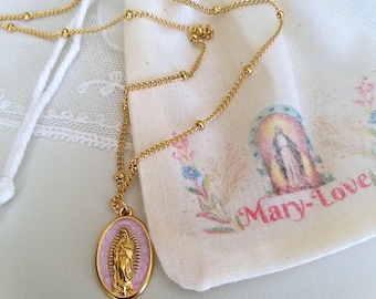 Virgin of Guadalupe pendant, Virgin Mary necklace, Miraculous Medal jewelry