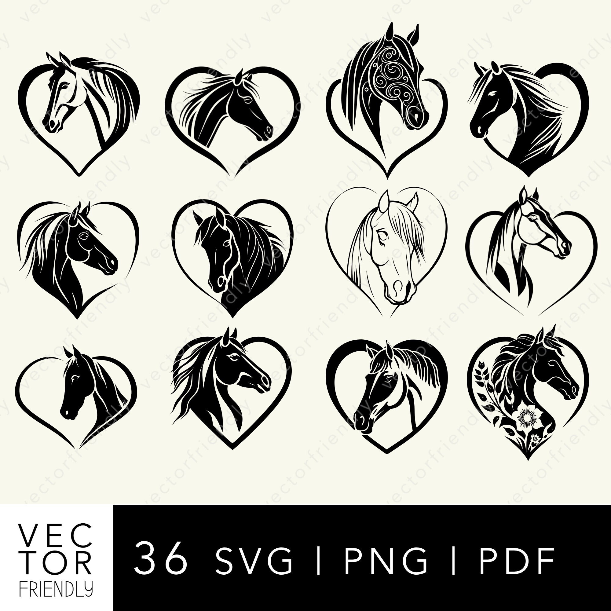 Horse Heart SVG Bundle, Horse Heart SVG, I Love Horses SVG, Horse Head