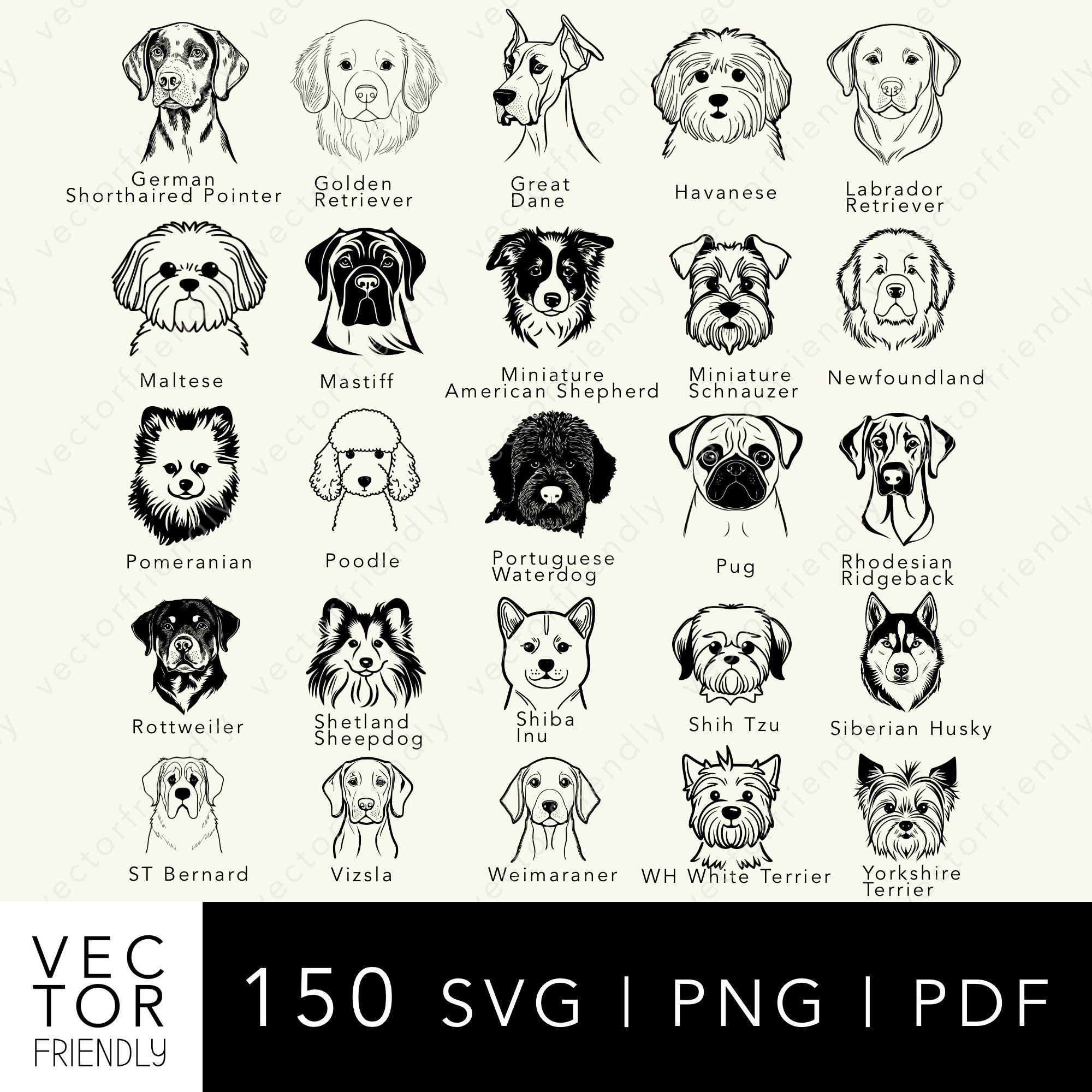 Dog Head SVG Bundle Dog Breed SVG Bundle Dog Face SVG Dog Etsy