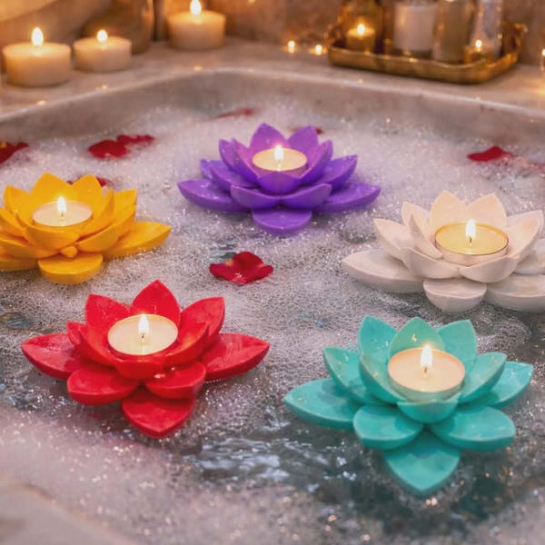 Floating Succulent Flower Tea Light Candle Holder