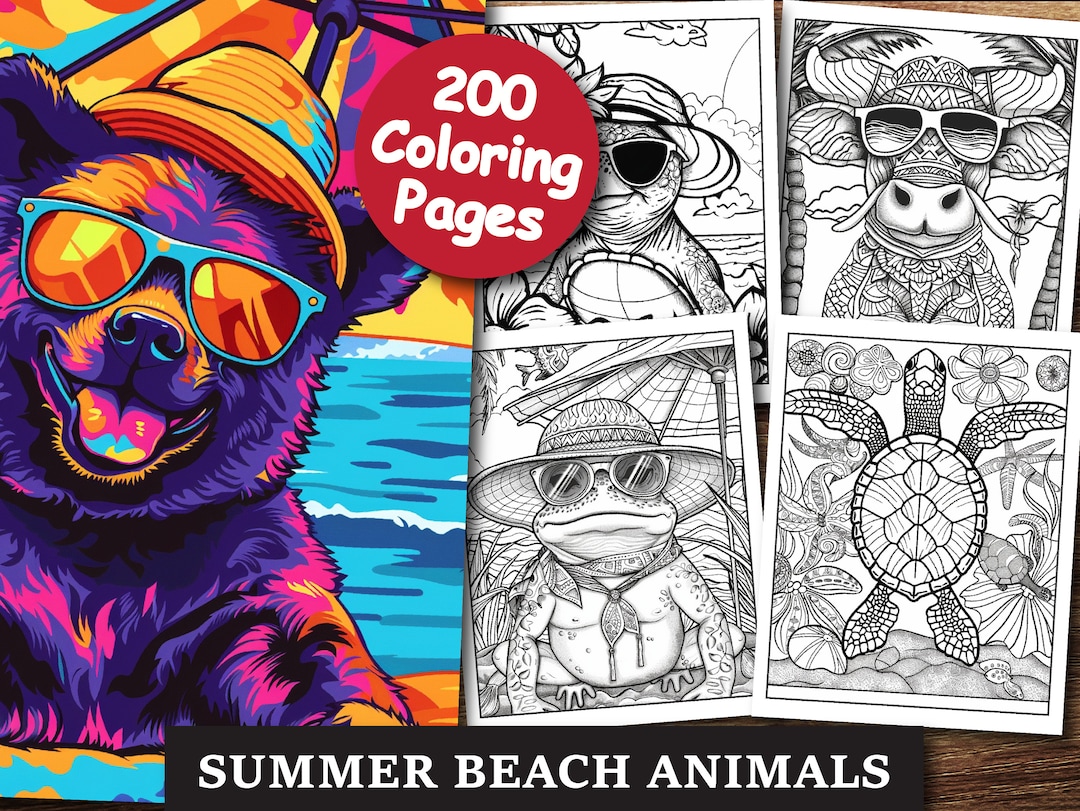 200 Summer Beach Animal Coloring Pages for Kids & Adults, Marine Life