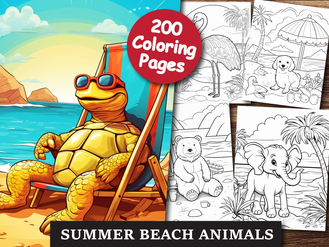 200 Summer Beach Animal Coloring Pages for Kids & Adults, Marine Life ...
