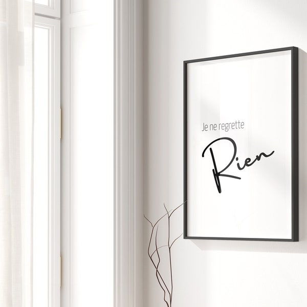 Je ne regrette rien, Typografie, Poster, schwarz weiß