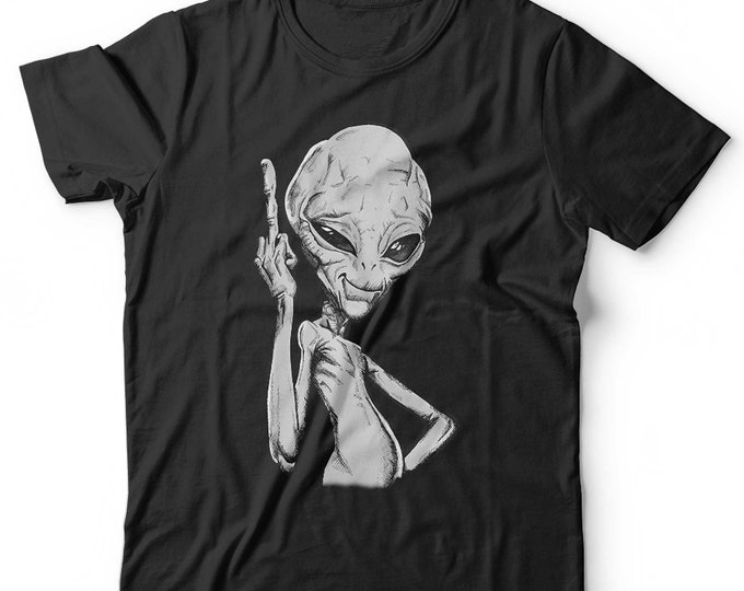 T-shirt drôle extraterrestre doigt du milieu unisexe Paul UFO manches courtes col rond coupe classique 100 % coton