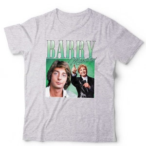 Barry Manilow Appreciation Tshirt Unisex Homage Throwback Stag and Hen Do Short Sleeve Crew Neck Classic Fit 100% Cotton Heather Grey