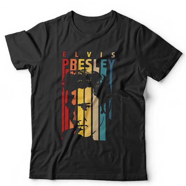 Elvis Presley Retro Tshirt Unisex & Kids The King of Rock N Roll TCB Graceland Short Sleeve Crew Neck Classic Fit 100% Cotton