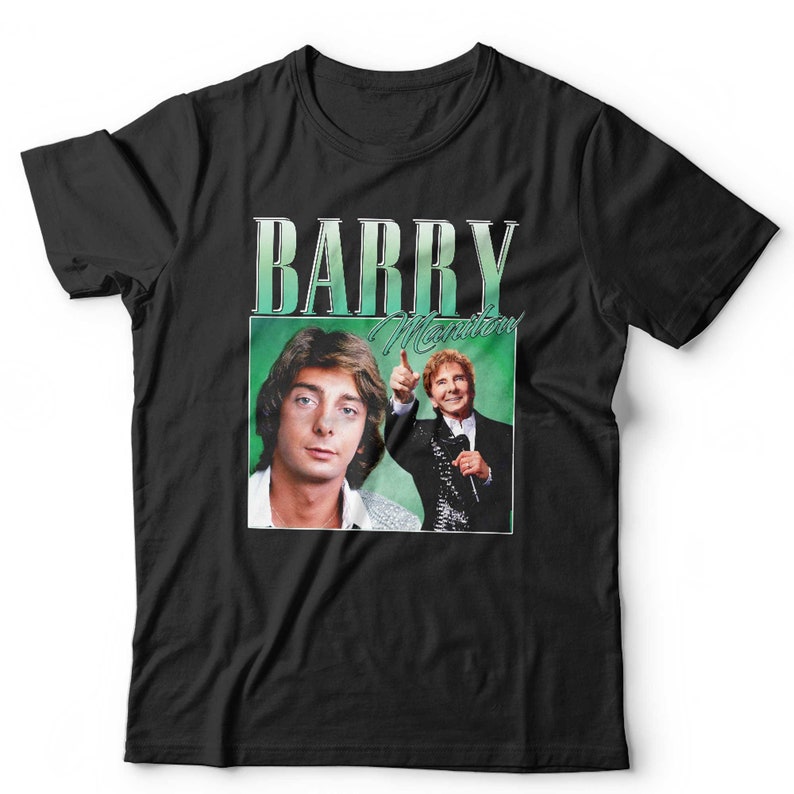 A Unisex T Shirt showing Barry Manilow