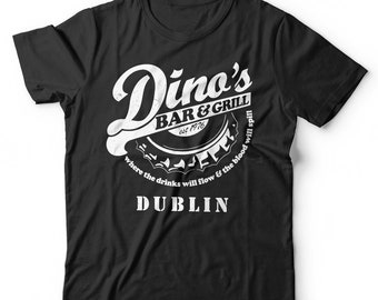 Dino's Bar And Grill Tshirt Unisex Thin Lizzy Music Lyrics Rock n Roll Dublin Ireland Short Sleeve Crew Neck Classic Fit 100% Cotton