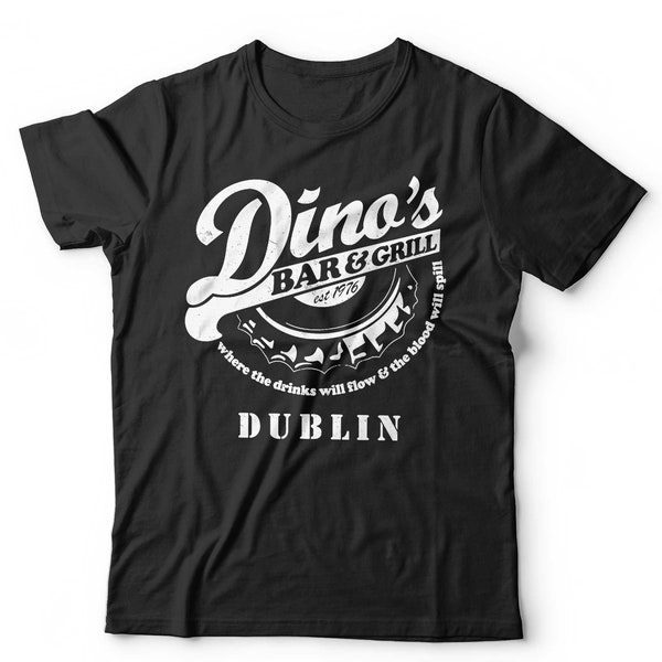 Dino's Bar And Grill Tshirt Unisex Thin Lizzy Music Lyrics Rock n Roll Dublin Ireland Short Sleeve Crew Neck Classic Fit 100% Cotton