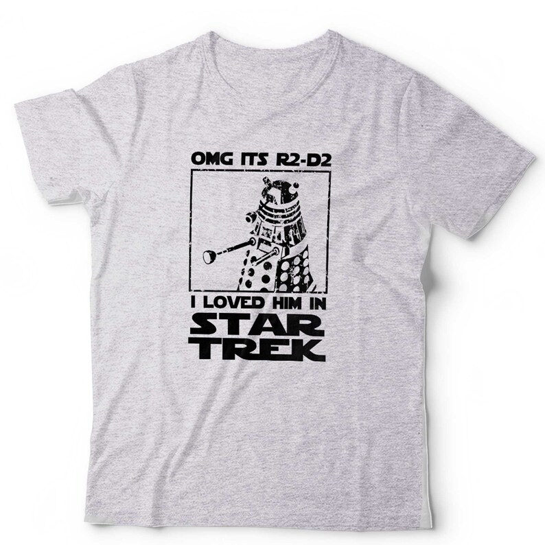 OMG It's R2D2 Tshirt Unisex & Kids Funny Parody Geek Nerd Dalek Sci Fi Short Sleeve Crew Neck Classic Fit 100% Cotton Heather Grey