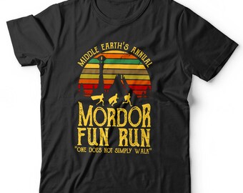 Mordor Fun Run Tshirt Unisex & Kids Short Sleeve Crew Neck Classic Fit 100% Cotton