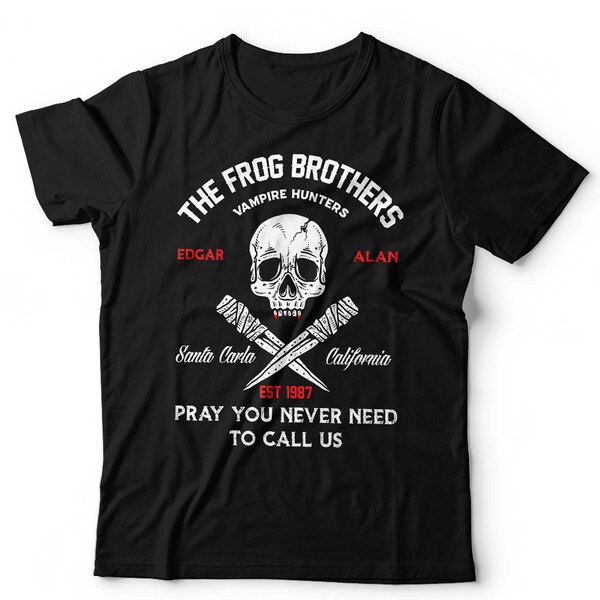 The Frog Brothers Tshirt Unisex & Kids Gift Short Sleeve Crew Neck Classic Fit 100% Cotton The Lost Boys Vampire 80s Movie Retro Vintage