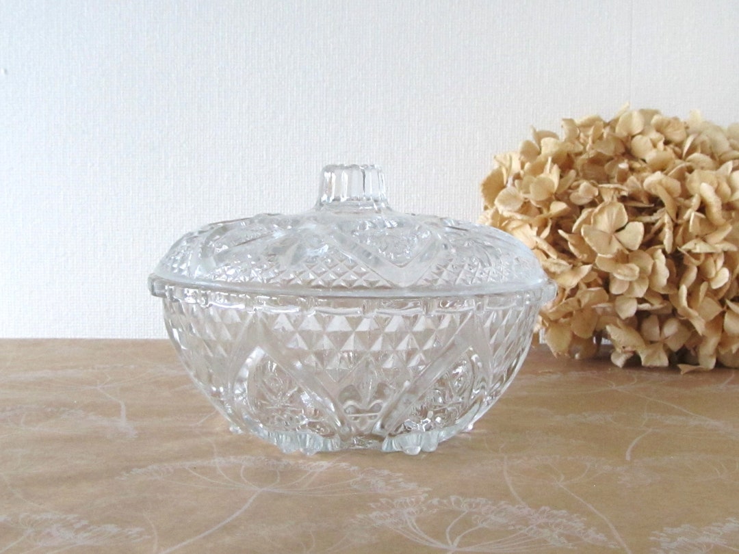 Glass Candy Dish Bonbonniere Glass Vintage Candy Dish Etsy