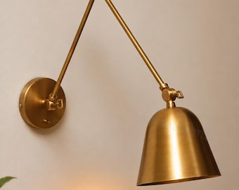 Bell Shaped Mid Century Italian Brass Wall Sconce Pair Diabolo PlugIn Wall Fixture Lamp