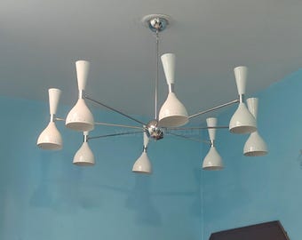 Brass Sputnik Chandelier: Mid-Century Modern 8-Arm Ceiling Light